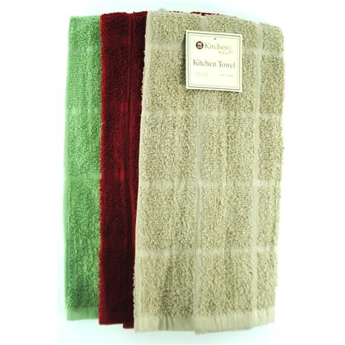 Wholesale Dobby Kitchen Towel Solid Color 3 Assorted Colors