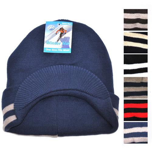 Wholesale Men's Winter Hat - Heavy Duty Double Kint with Bri