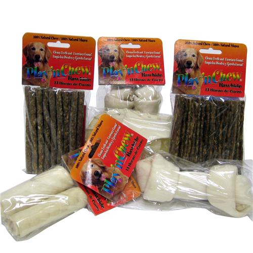 Wholesale Rawhide Play N Chew Assorted Natural Dog Treats