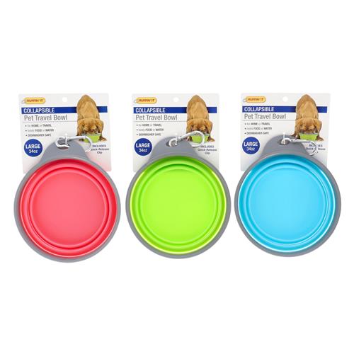 Wholesale RUFFIN-IT 34OZ COLLAPSIBLE SILICONE PET TRAVEL BOWL