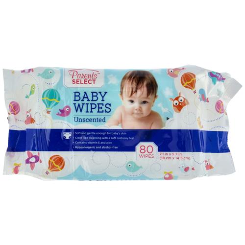 Wholesale 80CT UNSCENTED BABY WIPES PARENTS SELECT