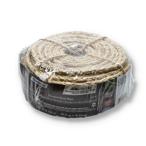 Wholesale 100'x1/4'' TWISTED SISAL ROPE 48LB WLL