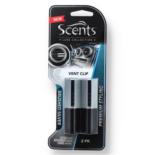 Wholesale 2pk VENT CLIP SCENTS BRUSHED SILVER