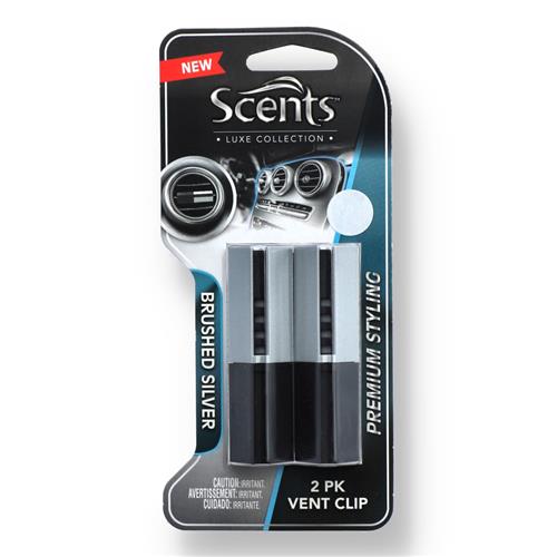 Wholesale 2PK VENT CLIP SCENTS BRUSHED SILVER