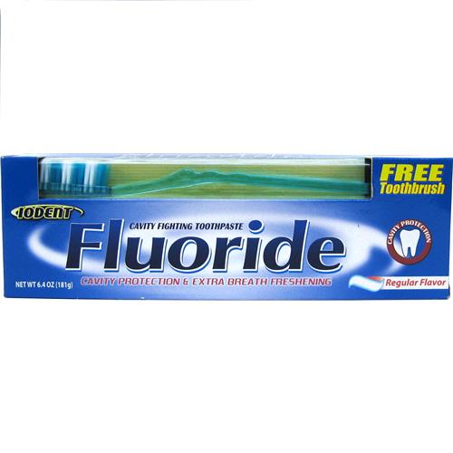 Wholesale USE# 10102A - Iodent Fluoride Regular Toothpaste With Toothbrush