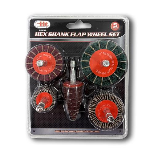 Wholesale 5PC HEX SHANK FLAP WHEEL SET 1/4'' ARBORS
