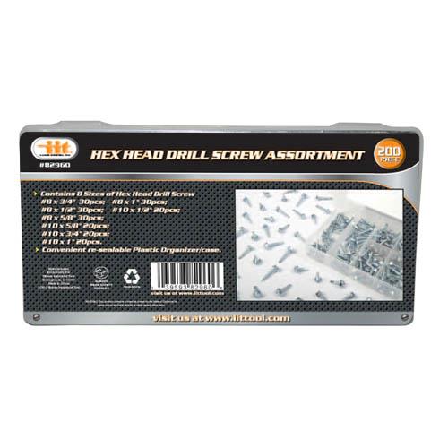 Wholesale 200pc Hex Head Drill Screw Assortment