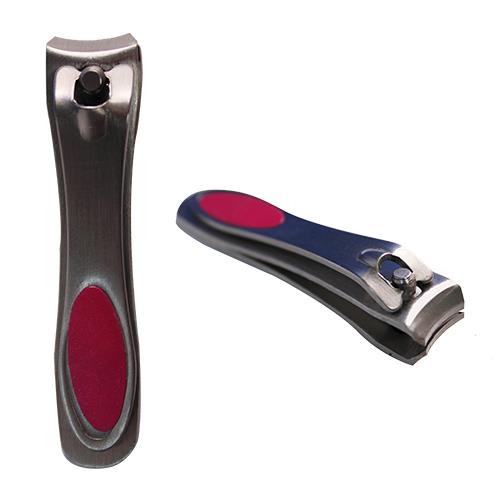Wholesale ZARCHED NAIL CLIPPER BRUSHED STAINLESS PINK GRIP BULK SILK