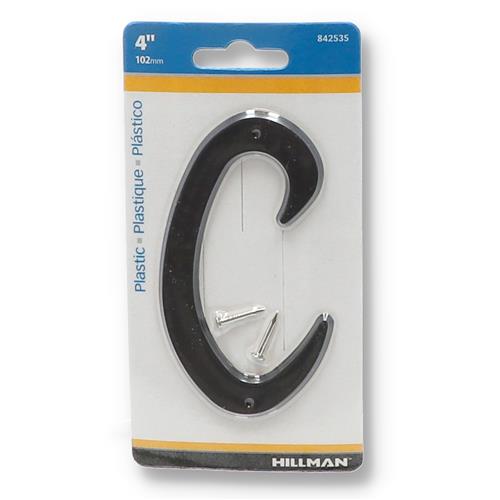 Wholesale HILLMAN 4'' BLACK PLASTIC LETTER C NAIL ON