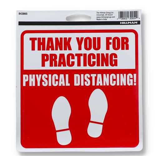 Wholesale HILLMAN 6X6 VINYL DECAL THANKS FOR PRACTICING PHYSICAL DISTANCING