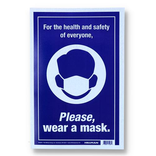 Wholesale HILLMAN 8x12'' BLUE PLEASE WEAR A MASK SIGN