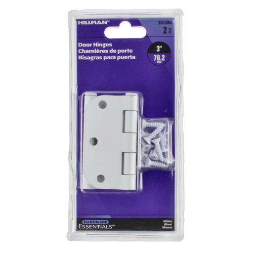 Wholesale HILLMAN 2PC 3'' WHITE DOOR HINGE SET 5/8'' ROUND CORNER