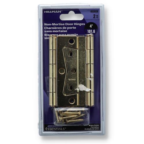 Wholesale HILLMAN 2PK 4'' BRASS NON-MORTISE DOOR HINGES