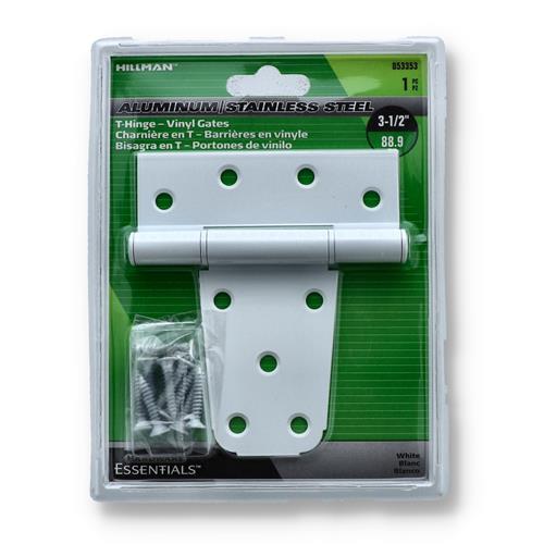 Wholesale HILLMAN 3-1/2'' VINYL GATE T HINGE WHITE ALUMINUM-STAINLESS