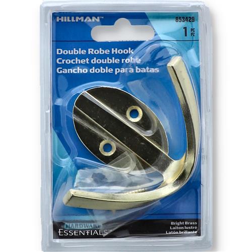 Wholesale HILLMAN 3'' DOUBLE ROBE HOOK BRIGHT BRASS