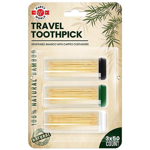 Wholesale BAMBOO TRAVEL TOOTHPICKS 3x50 CONTAINERS