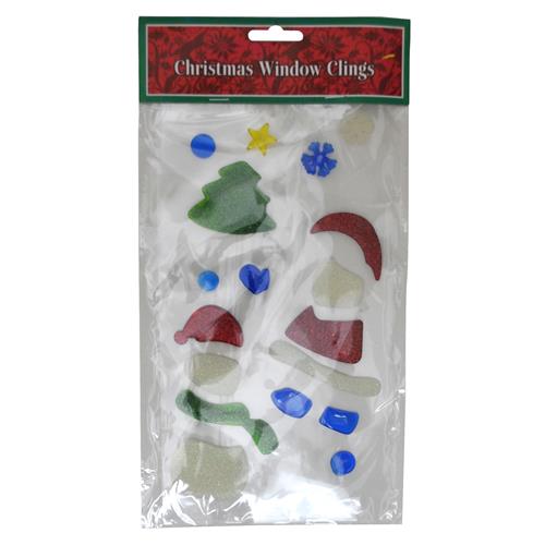 Wholesale Christmas Glittery Window Gel Clings Assorted GLW