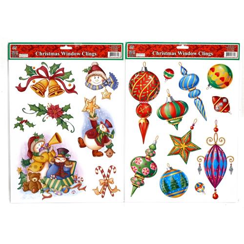 Wholesale Christmas Window Clings 17"""" x 12"""" 4-6 Assorted