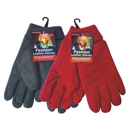 Wholesale Ladies Gloves Suede Leather w/Knit Wrist Assorted GLW