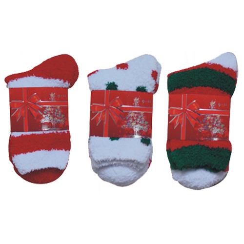 Wholesale Christmas Fuzzy Socks Assorted Prints Size 911 GLW