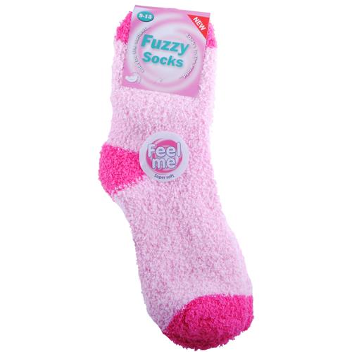 Wholesale Fuzzy Socks Crew 2-Tone Toe & Heel Assorted Colors