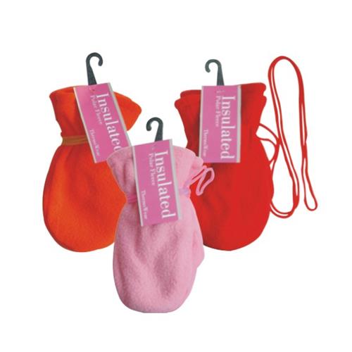 Wholesale Mitten Kids Fleece w/String Solid Assorted Colors GLW