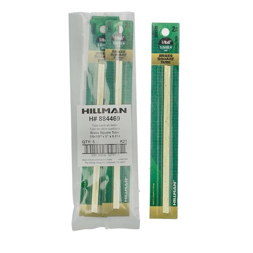 Wholesale HILLMAN 2PC BRASS SQUARE TUBE 1/8''x6'' .14MM THICK