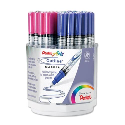 Wholesale Pentel Outline Marker Silver with Color Outline 5