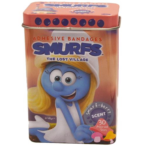 Wholesale 30CT SCENTED BANDAGE TIN -SMURFS LOST VILLAGE