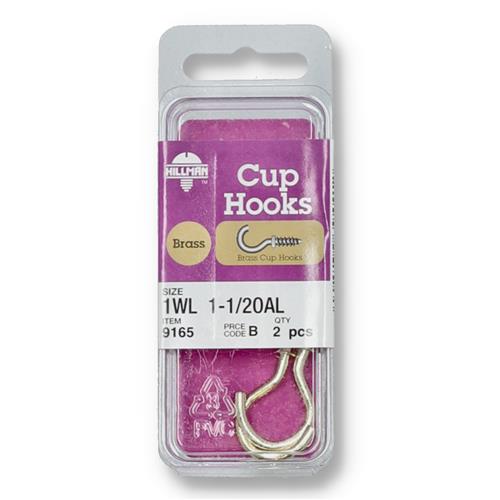 Wholesale HILLMAN 2PC BRASS CUP HOOKS 1-1/2''