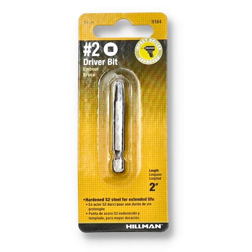 Wholesale HILLMAN 2'' x #2 SQUARE IMPACT DRIVER BIT CARDED S'2 STEEL