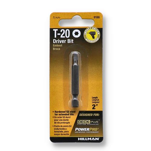 Wholesale HILLMAN 2'' x T-20 IMPACT DRIVER BIT CARDED S-2 STEEL