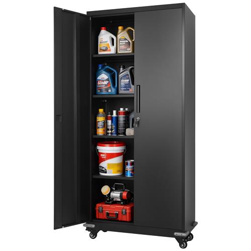 Wholesale VEVOR 72'' ROLLING METAL STORAGE CABINET WITH 4 ADJUSTABLE SHELVES