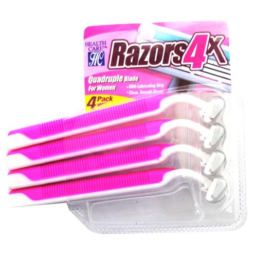 Wholesale H. CARE Razors Womens 4 Blade w/Lub Strip - 4 pack