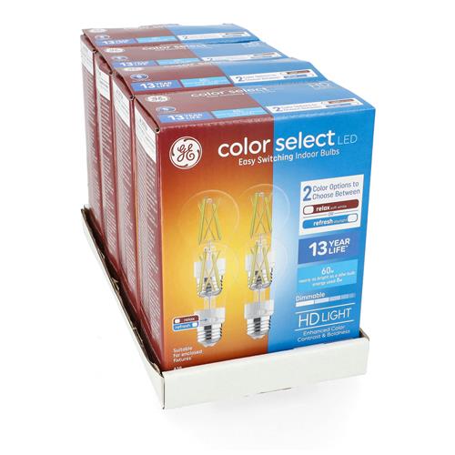 Wholesale GE COLOR SELECT  4PK 8=60W EASY SWITCH INDOOR A19 DIMMABLE CLEAR LED BULBS