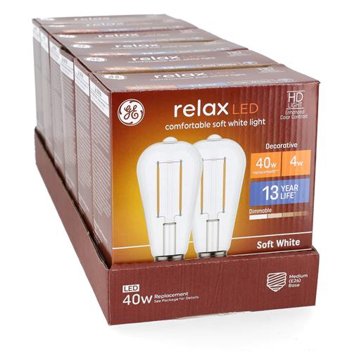 Wholesale GE RELAX 2PK 4=40W LED ST19 BULBS DIMMABLE SOFT WHITE