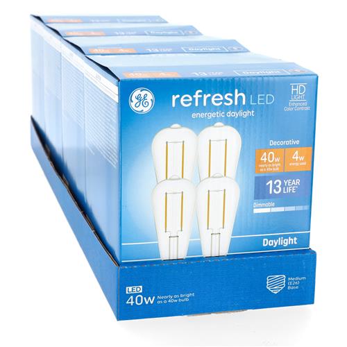 Wholesale GE REFRESH 4PK 4=40W ST19 LED BULBS DIMMABLE ENTERGETIC DAYLIGHT
