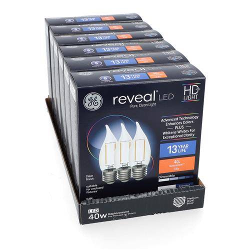 Wholesale GE REVEAL 3PK 3.5=40W B11 LED BULBS E26 MEDIUM BASE