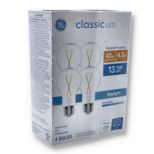 Wholesale GE 4PK 4.5=40W A19 CLEAR LED DIMMABLE BULBS DAYLIGHT