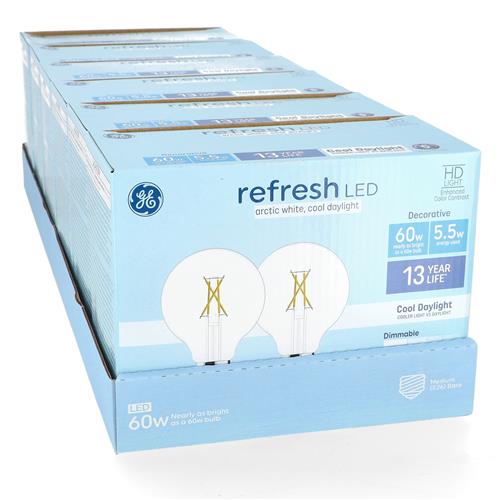Wholesale GE REFRESH 2PK 5.5=60W LED G25 BULBS DIMMABLE COOL DAYLIGHT