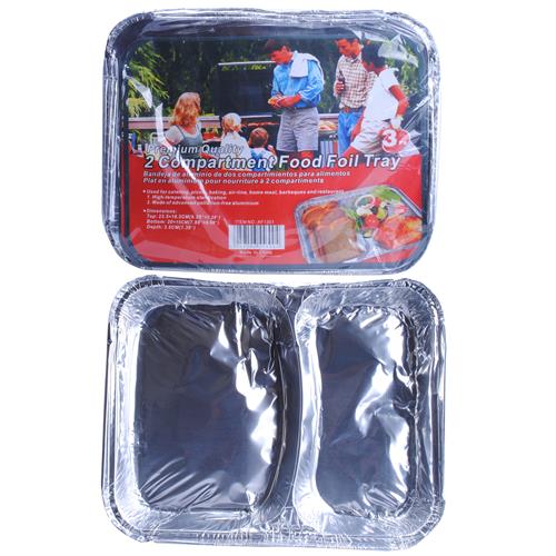 Wholesale Food Foil Tray - 2 Compartments 9.25"""" x 7.28"""" x1
