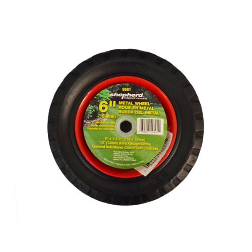 Wholesale Z6""x1-1/2"" SOLID RUBBER METAL WHEEL 1/2"" CENTERED HUB 88LB