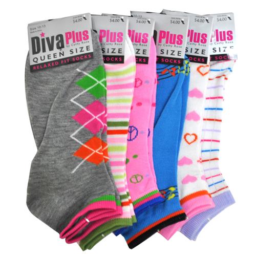 Wholesale Queen Size Shortie Socks Relaxed Fit Assorted GLW