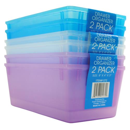 Wholesale Drawer Organizers 2-Pack 8x4x2.75" Pastel Col