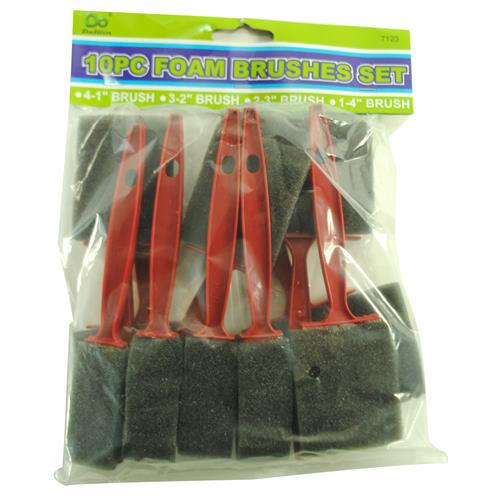 Wholesale Foam Paint Brushes Assorted Sizes 10 Piece Set