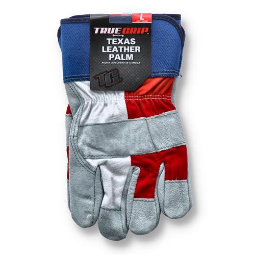 Wholesale TRUE GRIP TEXAS FLAG LEATHER PALM WORK GLOVE LARGE