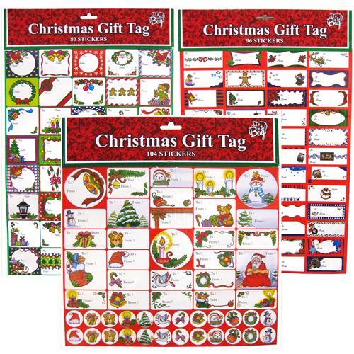 Wholesale Christmas Peel N' Stick Gift Tags 80+ Pieces 3 Ass