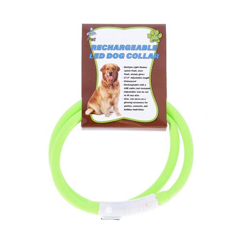 Wholesale GLS PET GREEN RECHARGEABLE LED DOG COLLAR WATERPROOF