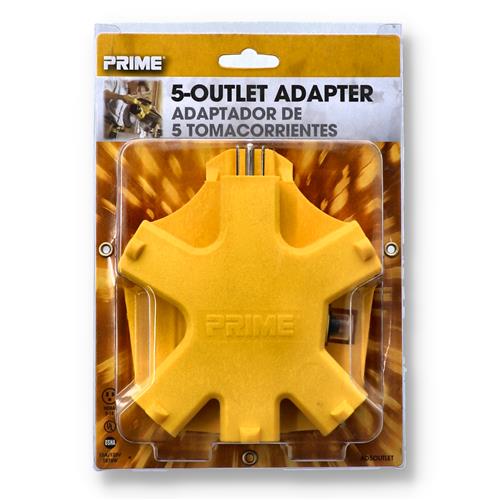 Wholesale 5 OUTLET YELLOW POWER ADAPTER