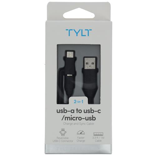 Wholesale 3.3' USB-A to MICRO USB & USB-C DUO CABLE